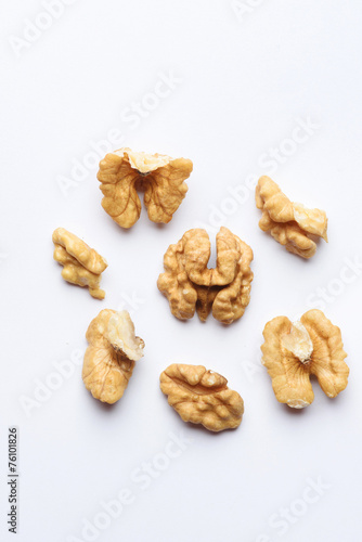 Pieces of Walnut on White