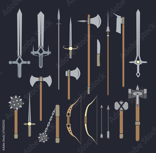 Collection of medieval and fantasy weapons. EPS8.