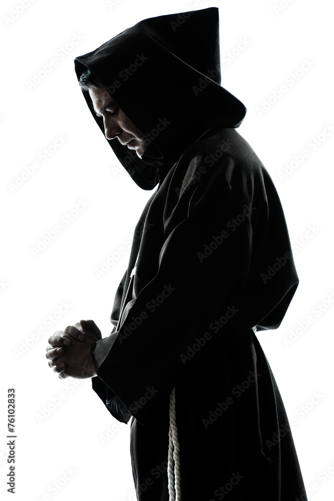Naklejka premium man monk priest silhouette praying