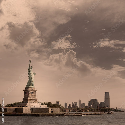 Statue of Liberty New York and Manhattan USA