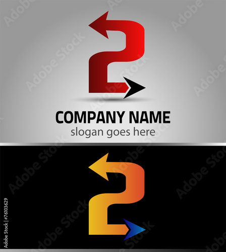 Abstract Number 2 logo Symbol with arrow