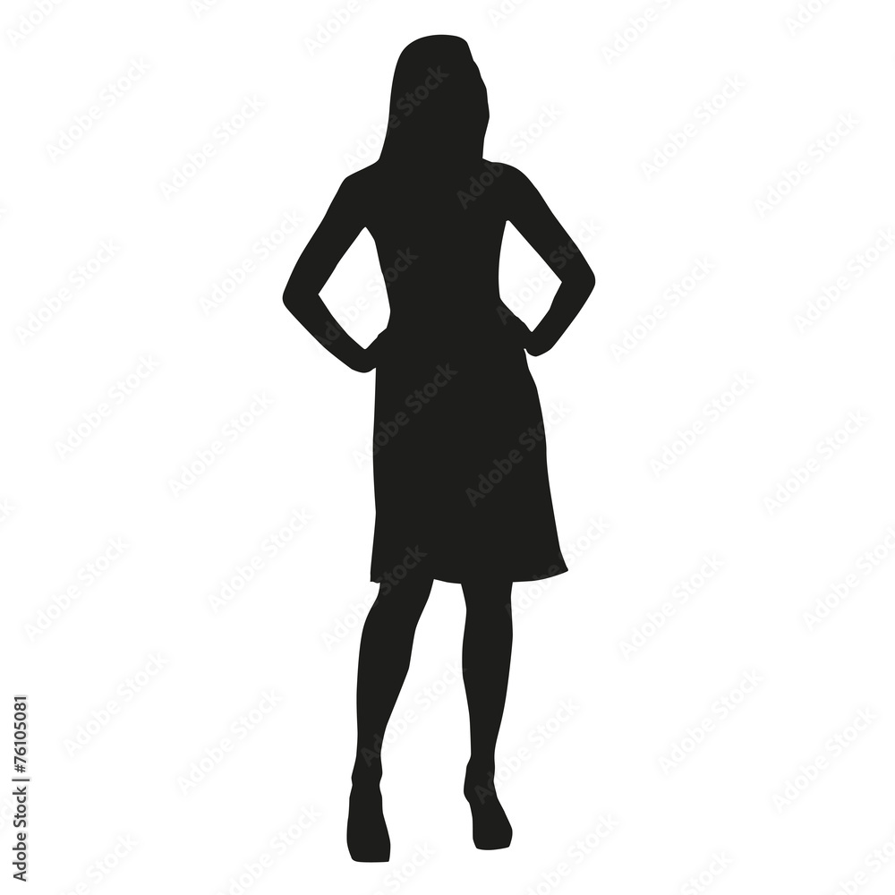 Fototapeta premium Silhouette of a slender woman at work