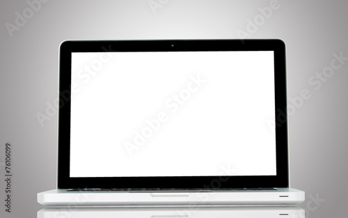 White Laptop with blank screen