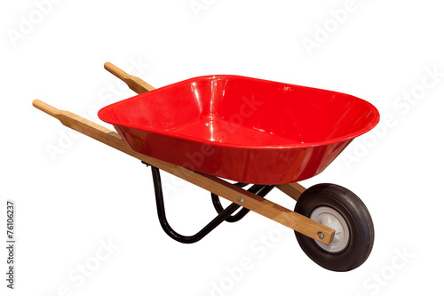 Foto Garden wheelbarrow cart isolated on white background