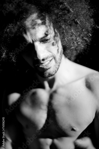 Black and white portrait of man suffering sad © fabianaponzi