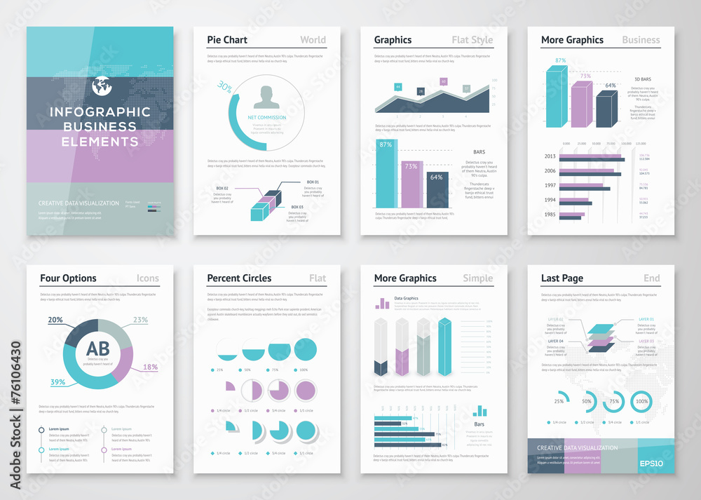 Business vector graphics for modern creative infographics