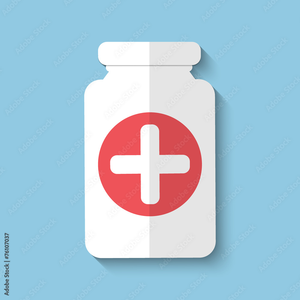 Vector drug jar flat icon. Vector drug jar flat icon.