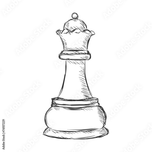 Vector Single Sketch Chess Figure - Queen