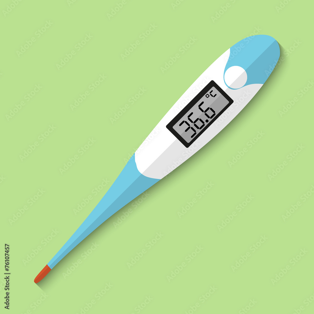 Vector medical thermometer flat icon. Vector medical thermometer flat icon.