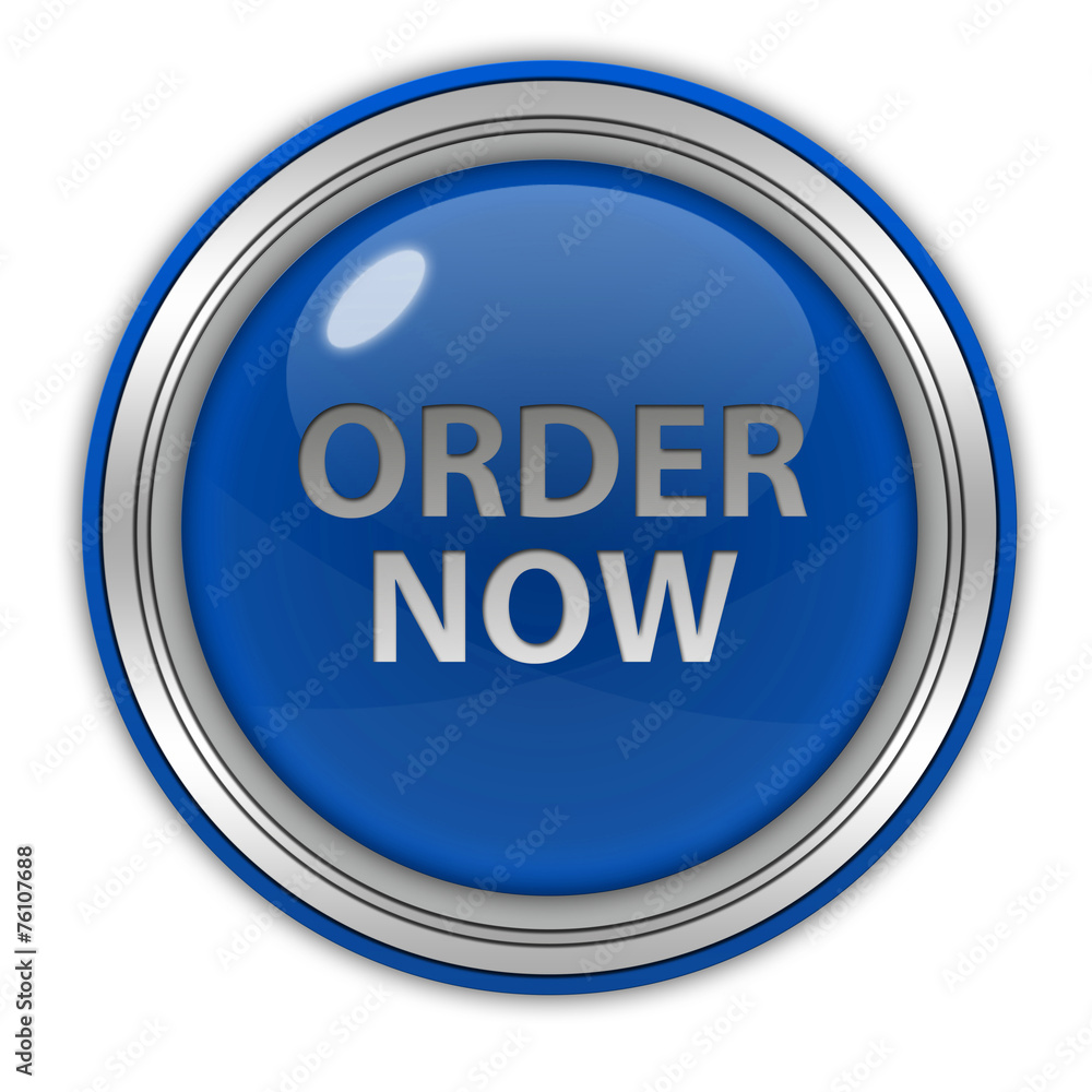 Order now circular icon on white background Order now circular icon on white background