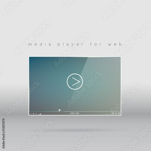 Video player, media interface for web. Vector illustration.