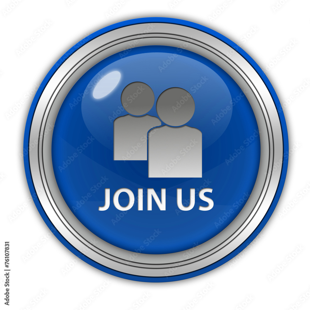 Join us circular icon on white background Join us circular icon on white background