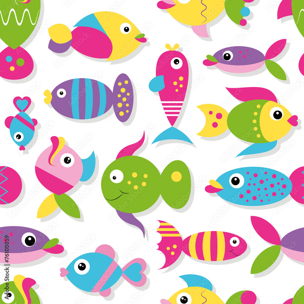 colorful cartoon fish collection pattern