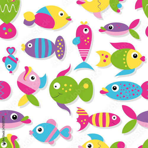 colorful cartoon fish collection pattern