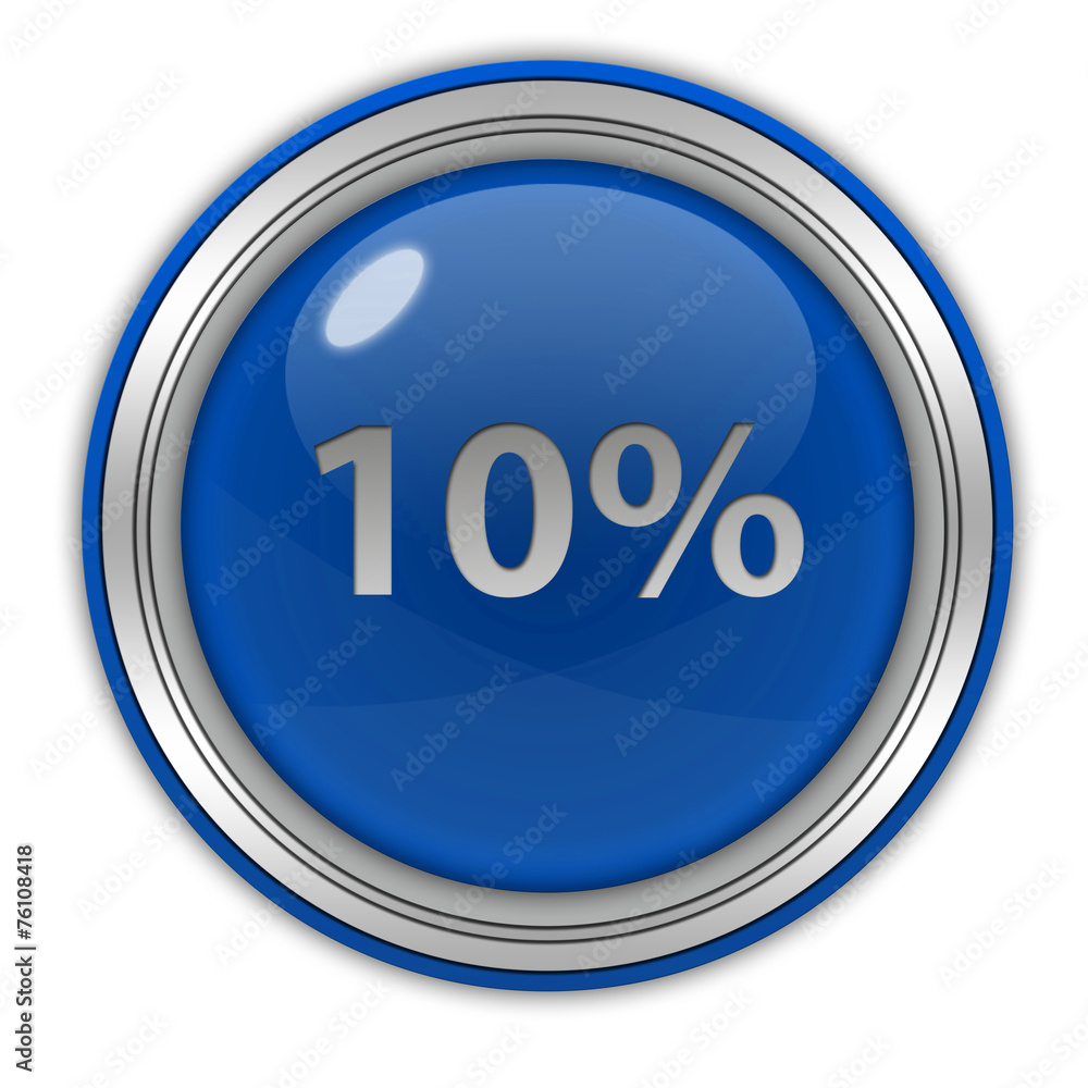 Ten percent circular icon on white background Ten percent circular icon on white background