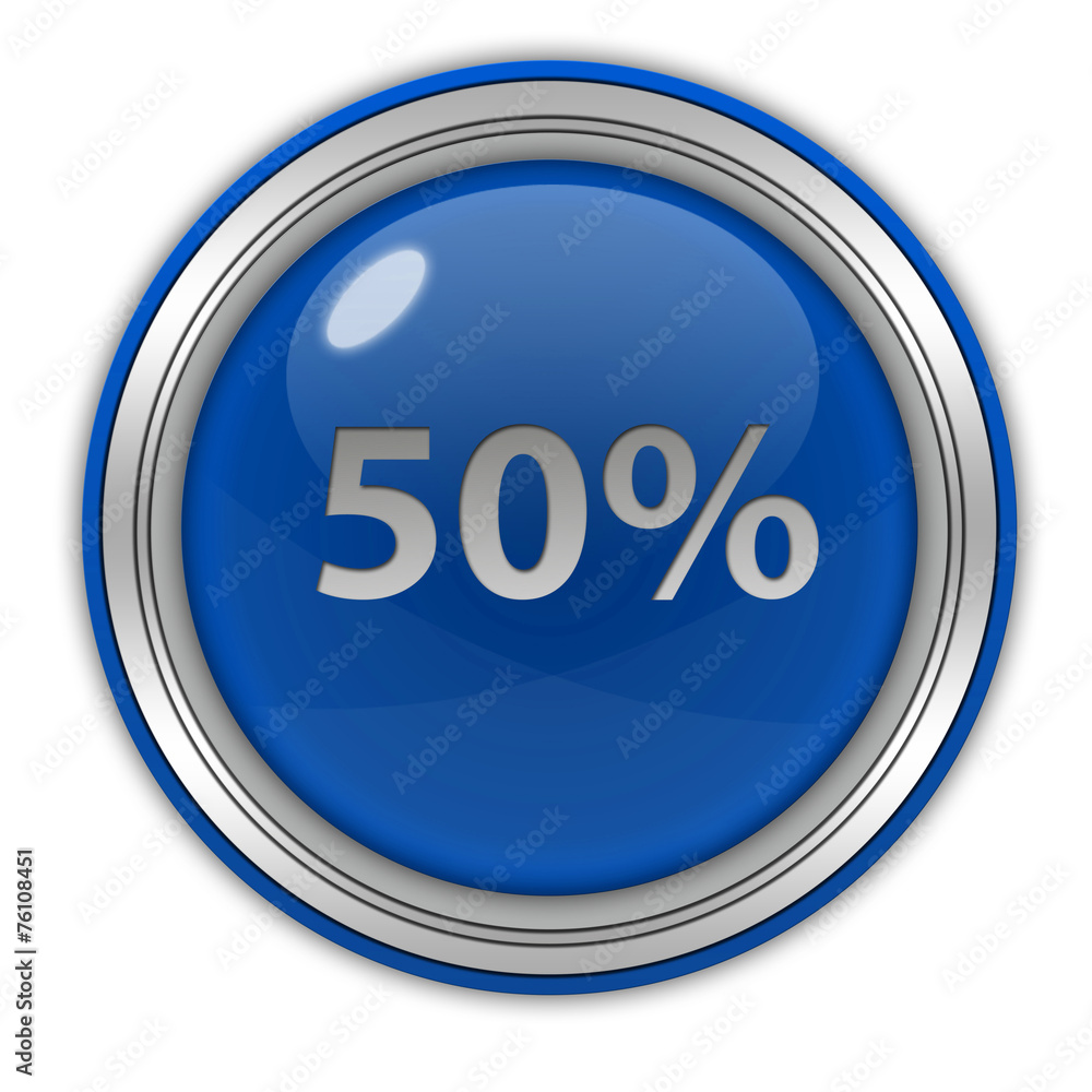 Fivety percent circular icon on white background Fivety percent circular icon on white background