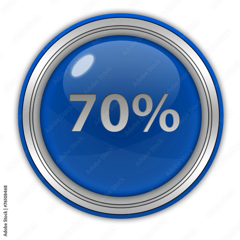 Seventy percent circular icon on white background Seventy percent circular icon on white background