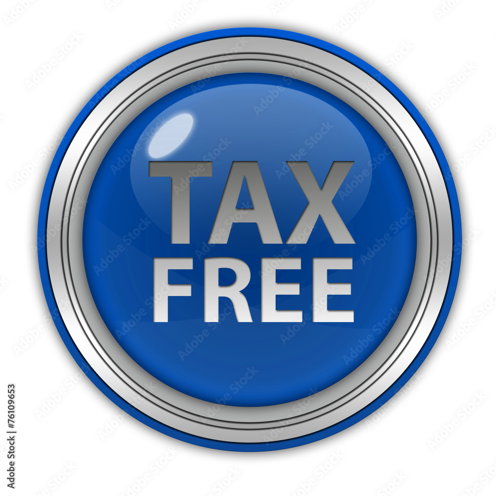 Tax free circular icon on white background