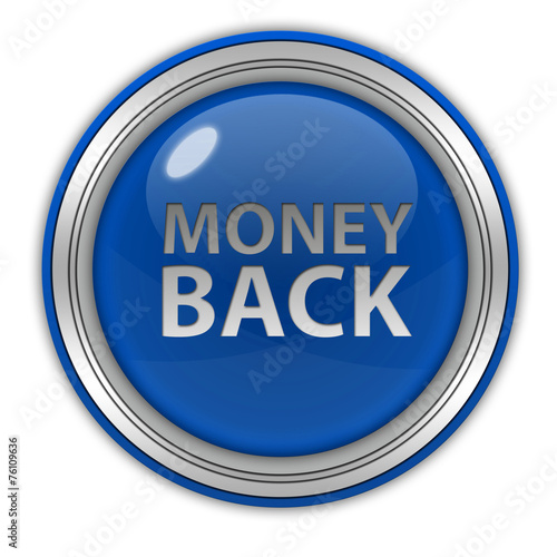 Money back circular icon on white background