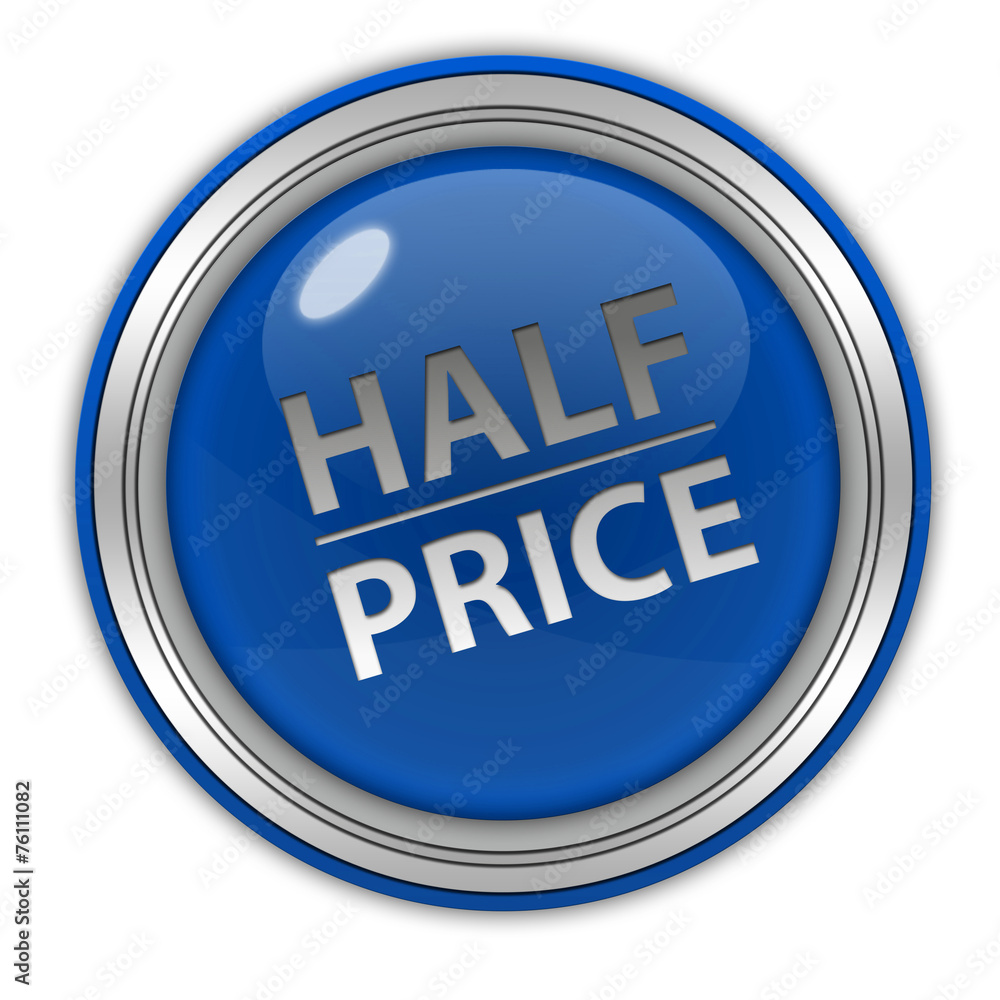 Half price circular icon on white background Half price circular icon on white background