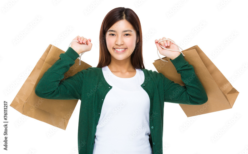 Asian Woman hold with shopping bag Asian Woman hold with shopping bag