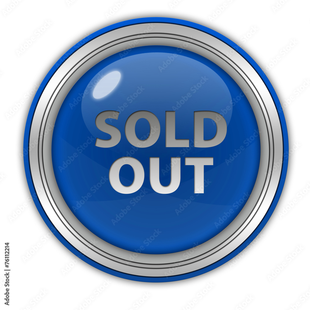 Sold out circular icon on white background Sold out circular icon on white background