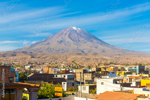 Photos View of the Misty Volcano in Arequipa, Peru, South America