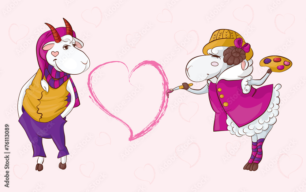 Obraz premium Goat sheep valentine