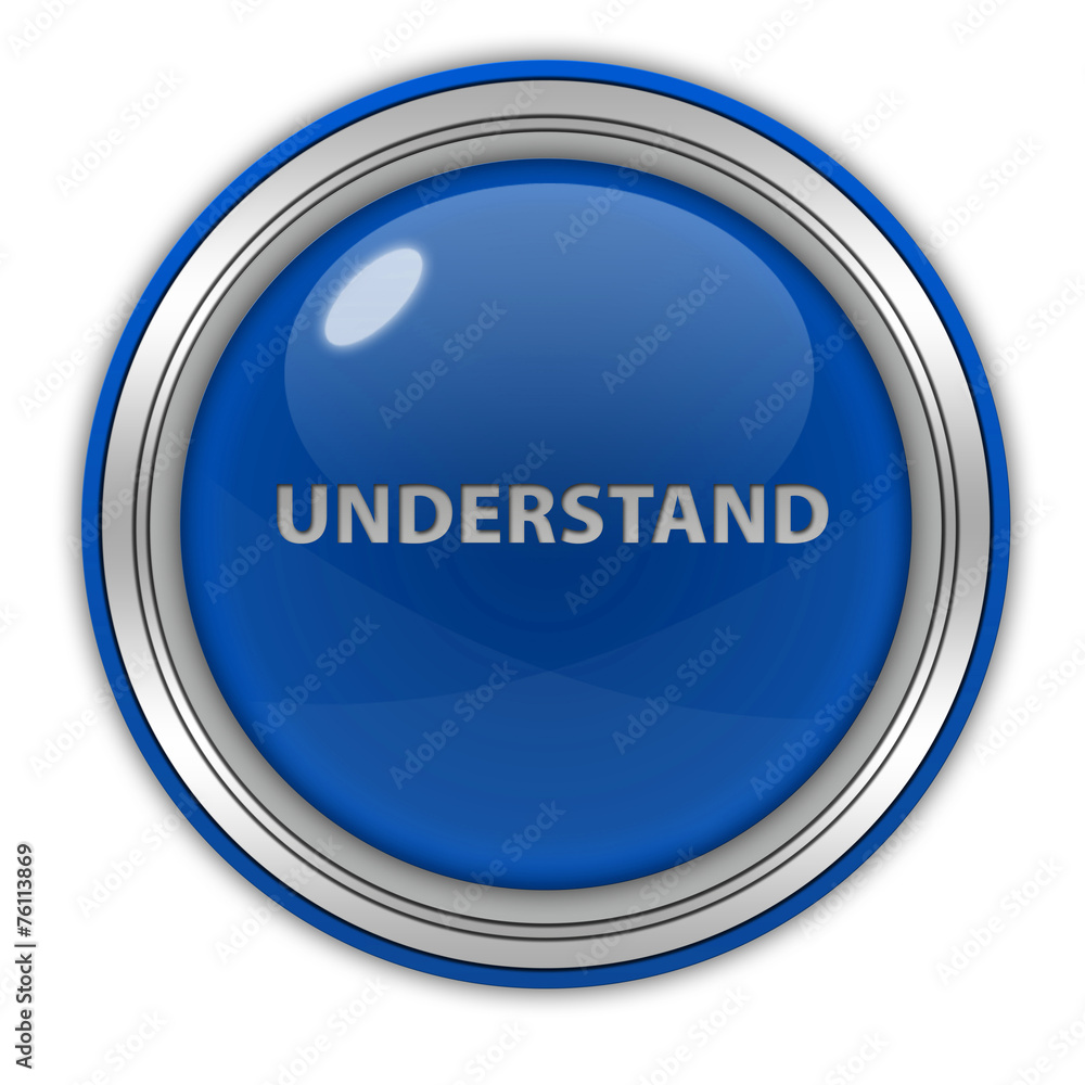 Understand circular icon on white background Understand circular icon on white background