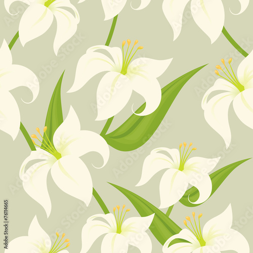 Fototapeta Naklejka Na Ścianę i Meble -  Seamless Easter Lily