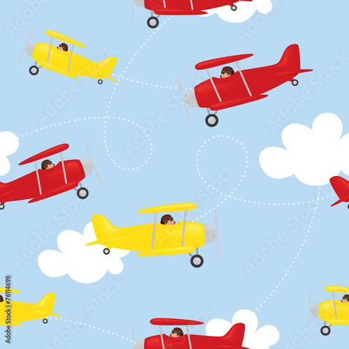 Seamless biplane background.