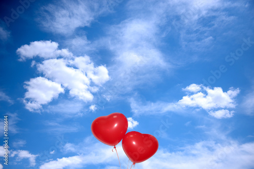 Love heart  baloons on sky background