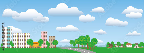 urban and rural landscape in nature on a sunny day