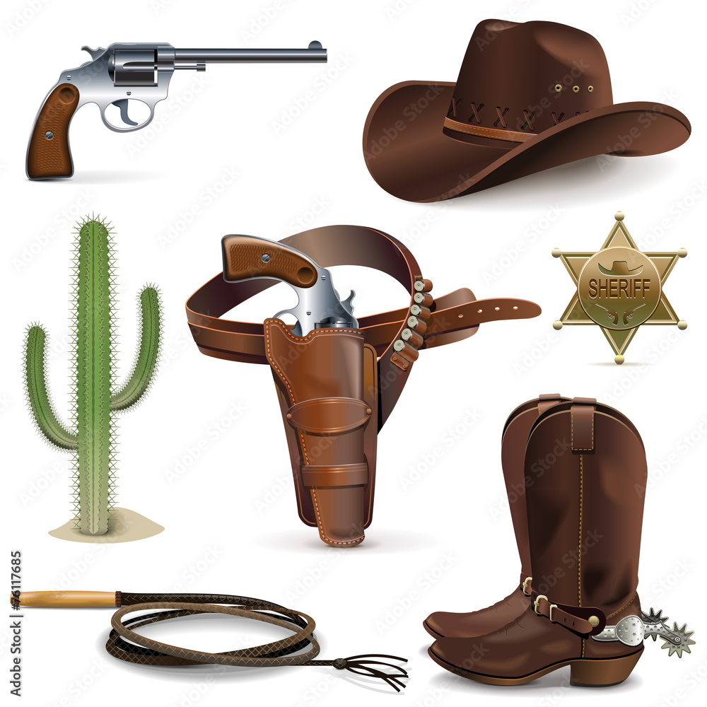 Vector Cowboy Icons - obrazy, fototapety, plakaty 