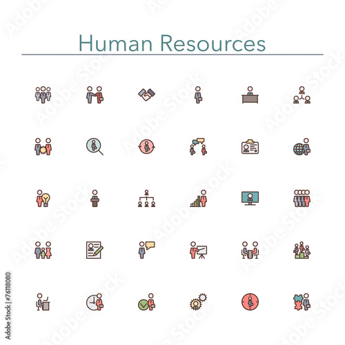 Human Resources Colored Line Icons