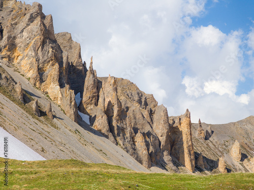 Sharp peaks.