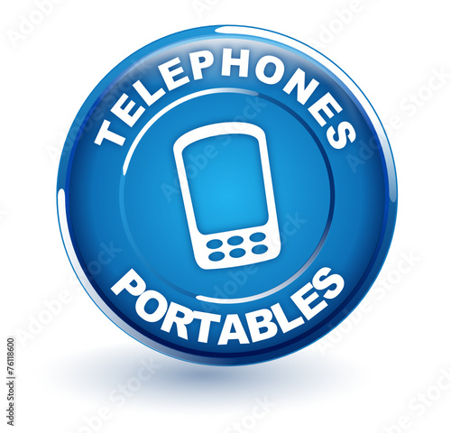 téléphones portables sur bouton bleu