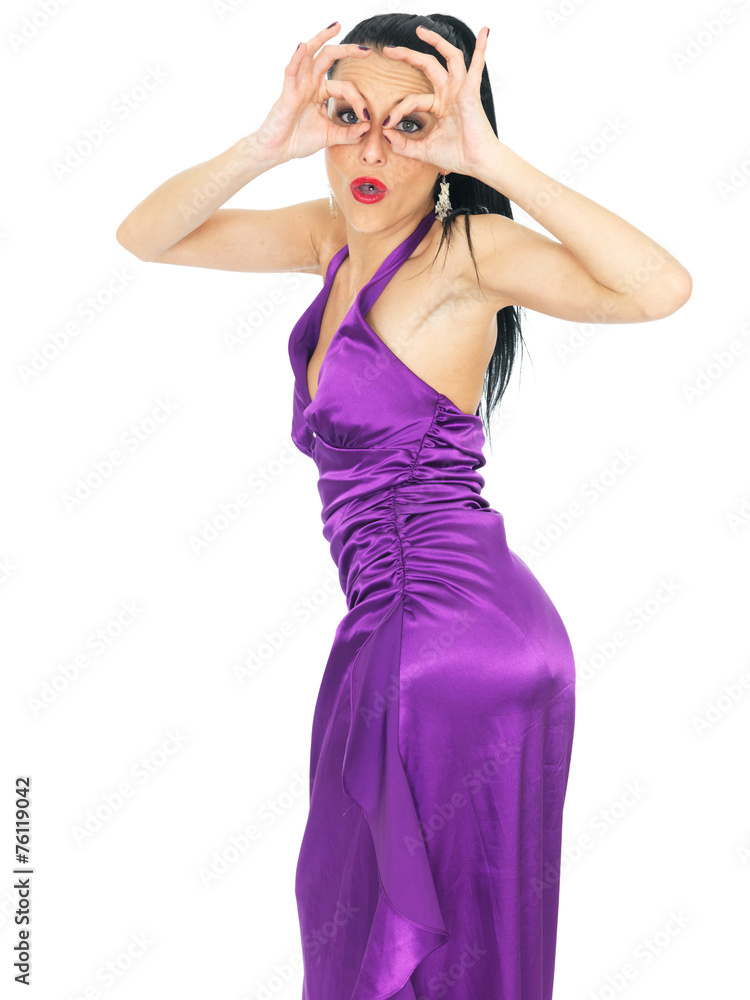 Attractive Sexy Young Woman Wearing A Purple Evening Dress Attractive Sexy Young Woman Wearing A Purple Evening Dress