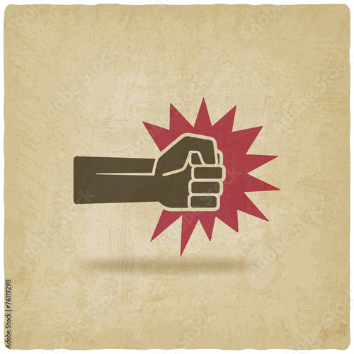 fist punch symbol old background