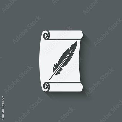 scroll and feather writing symbol