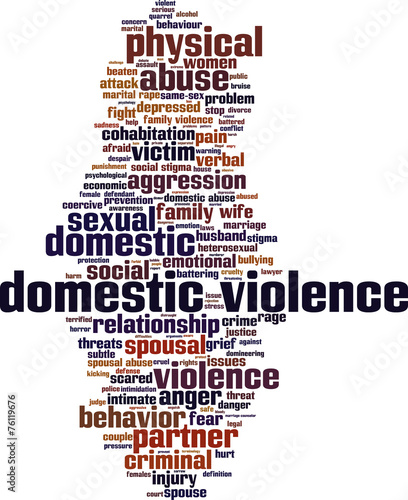 Domestic violence word cloud concept. Vector illustration