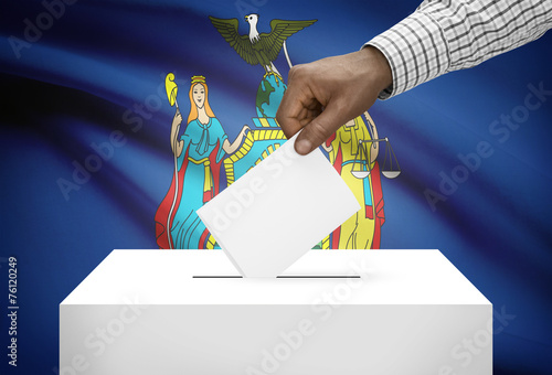 Fotografie Ballot box with US state flag on background - New York