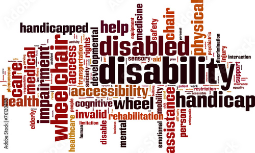 Disability word cloud concept. Vector illustration