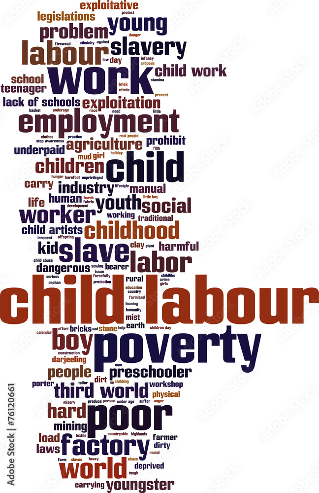 Obraz premium Child labour word cloud concept. Vector illustration