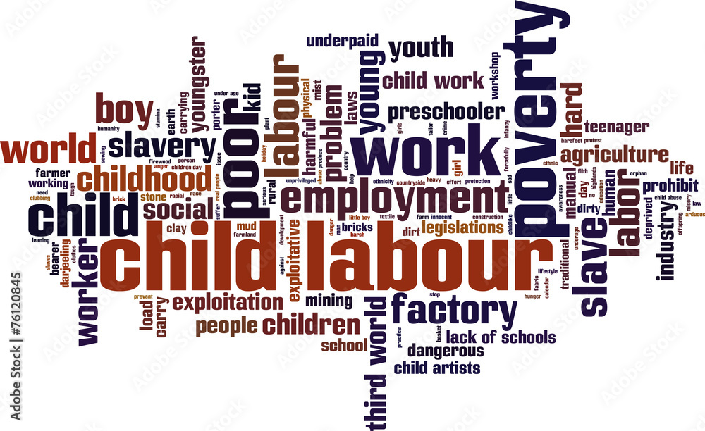 Child labour word cloud concept. Vector illustration