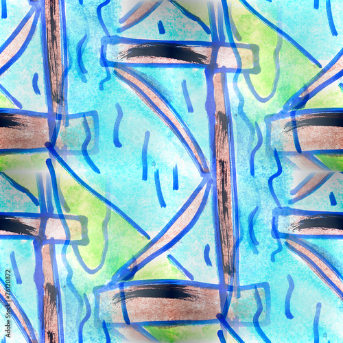 Mural background seamless  pattern river  bridge text
