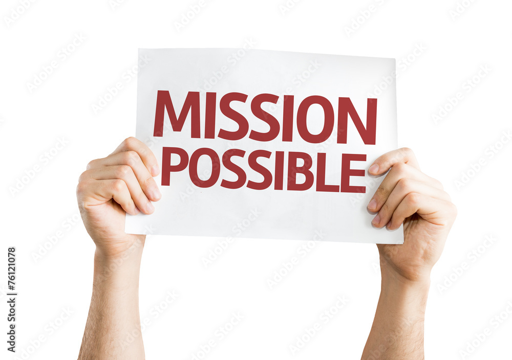 Mission Possible card isolated on white background Mission Possible card isolated on white background