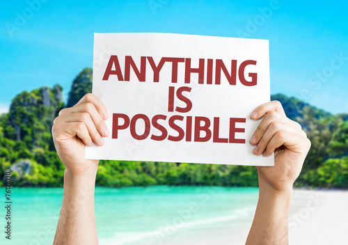 Fototapeta Anything is Possible card with a beach on background