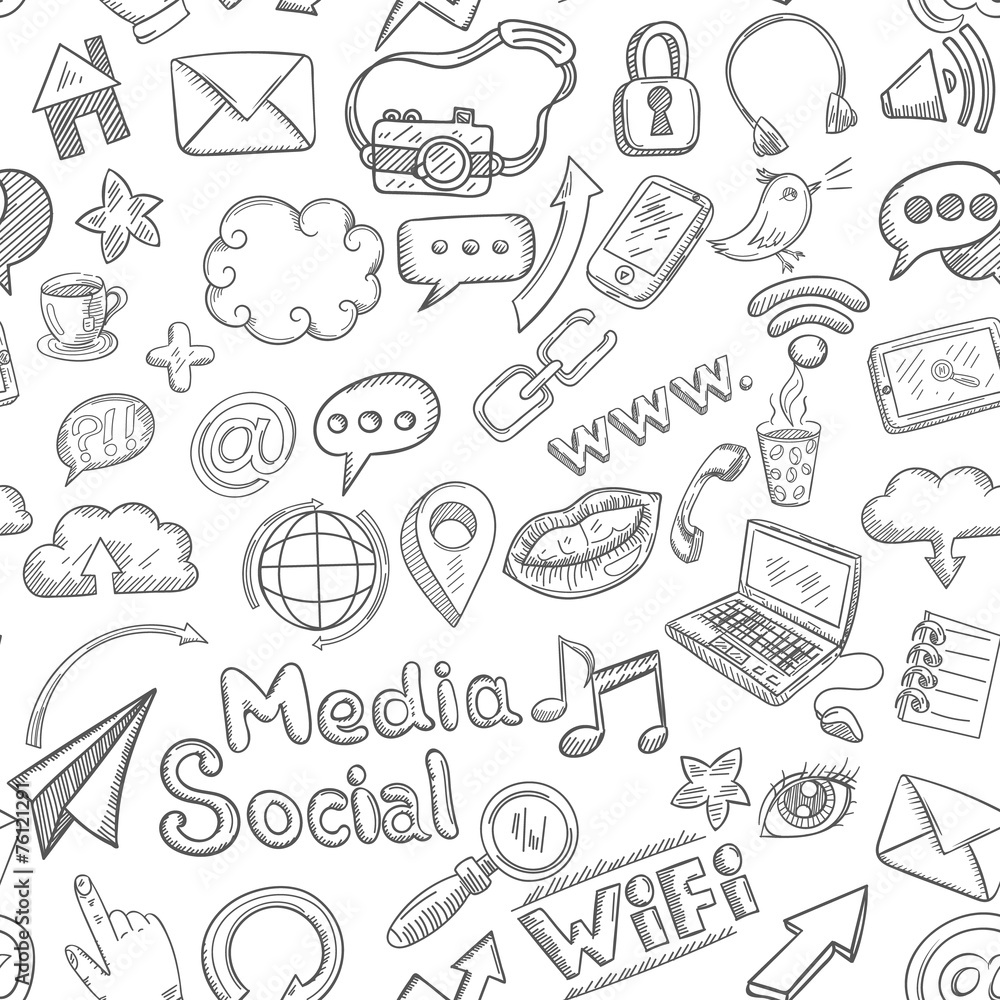 Social Seamless Doodle Social Seamless Doodle