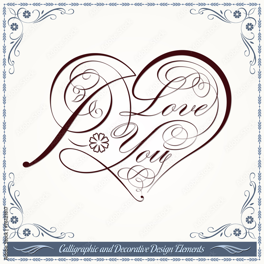 Calligraphic Heart Decorative Valentine Artwork Calligraphic Heart Decorative Valentine Artwork